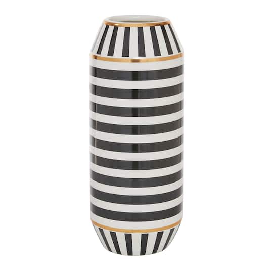 Black Ceramic Modern Vase, 16" x 6" x 6"